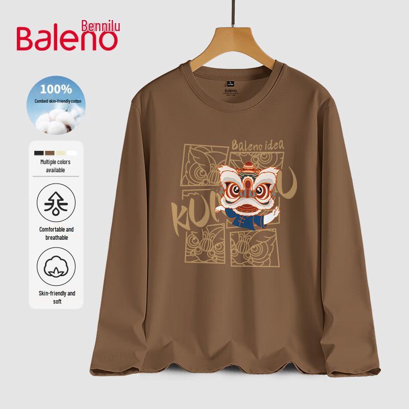 Baleno Men's Lion Graphic Cotton Long Sleeve T-Shirt