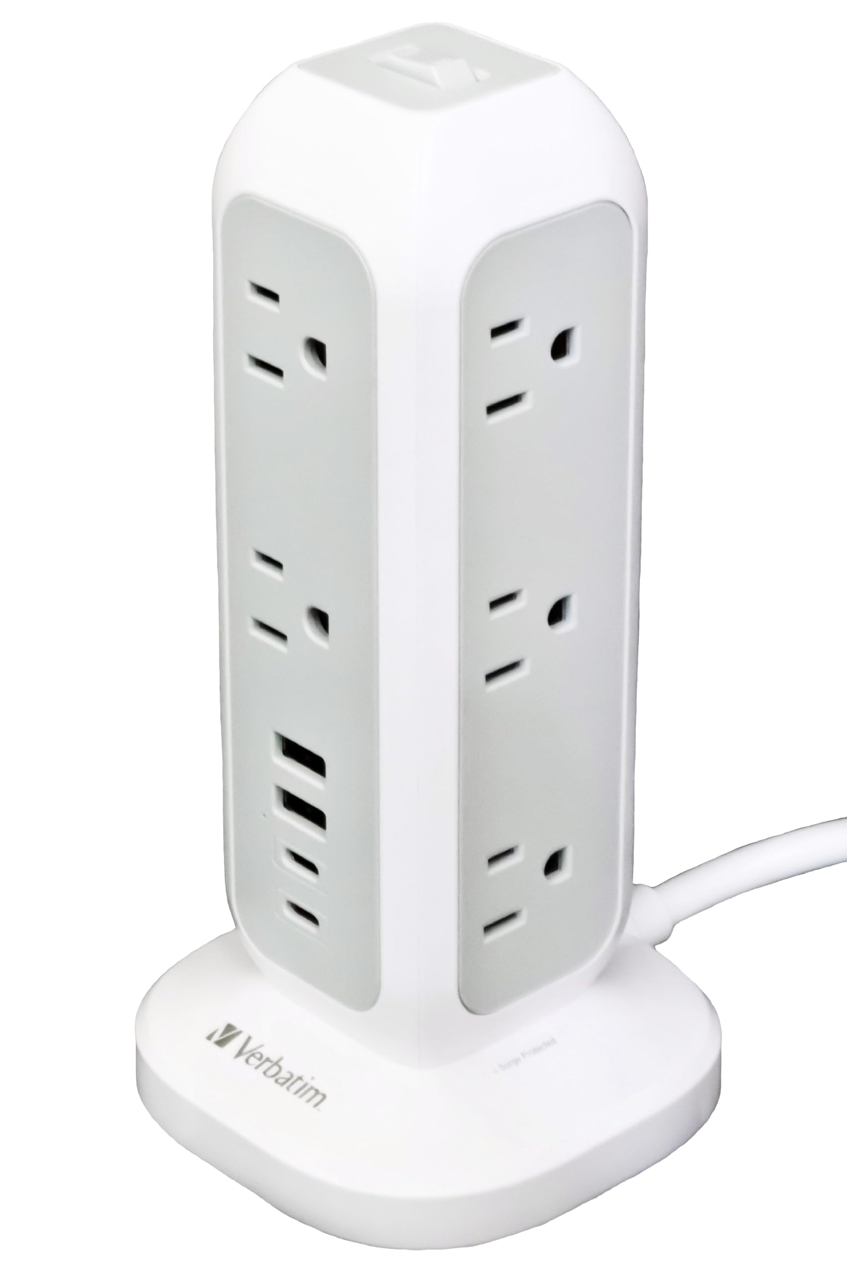 

Verbatim Tower Power Strip with 11 Outlets, 4 USB Ports (USB-C PD 20W), Simultaneous Charging of 15 Devices, 1.5m Extension Cord, Desktop, Fast Chargi