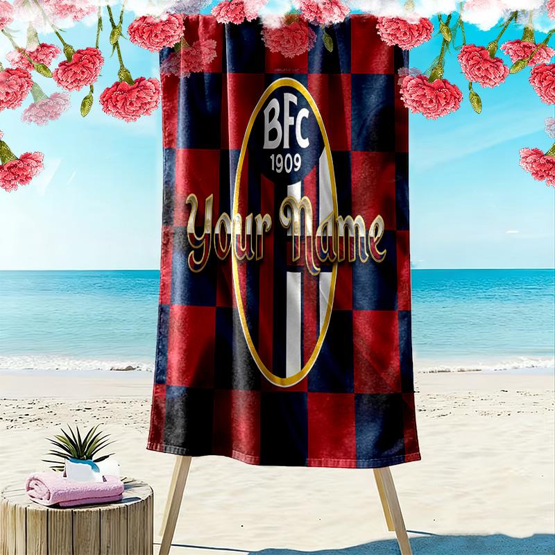 Bologna Fc Custom Name Print Beach Towel Large Soft Quick Dry Towel For Beach Camping Swimming