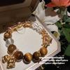 Colar de Sândalo Enrolado com Fechadura de Segurança de Filigrana Antiga, Novo Estilo Chinês, Pulseira com Pedra Olho de Tigre Jinba Flor de Lírio do Vale Vajra Pestle.