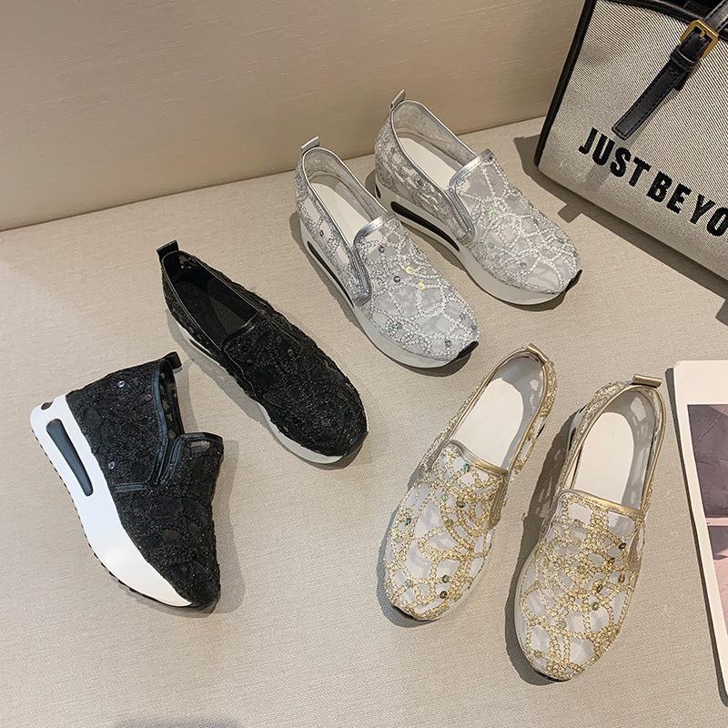 Spring and summer new muffin bottom mesh yarn breathable fashion cover foot cool single shoes