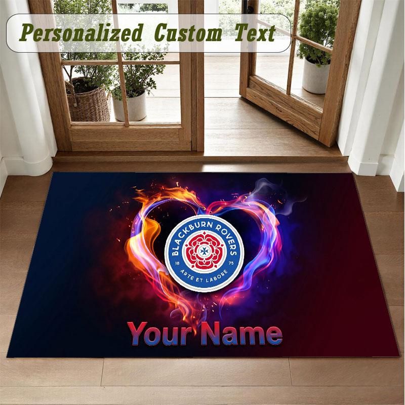 Crystal Velvet Square Rug Custom NameBlackburn Rovers FC Pattern Non Slip Home Floor Decor Rug