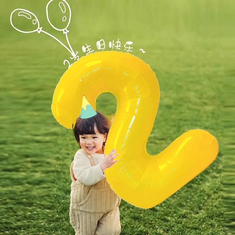 40 Inch Yellow Digital Aluminum Film Balloon Outdoor Picnic Baby First Birthday Party Decoration Photo Balloon