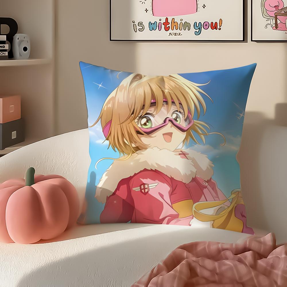 Magical Cute Japanese Anime CCardcaptor Sakura Cushion Cover Pillowcase Short Plush Invisible zipper Room Sofa Cushion Cover