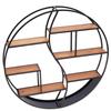 Round Wall Shelf - Divit - 6 Shelves - Diameter 68 Cm - Metal and Wood Structure