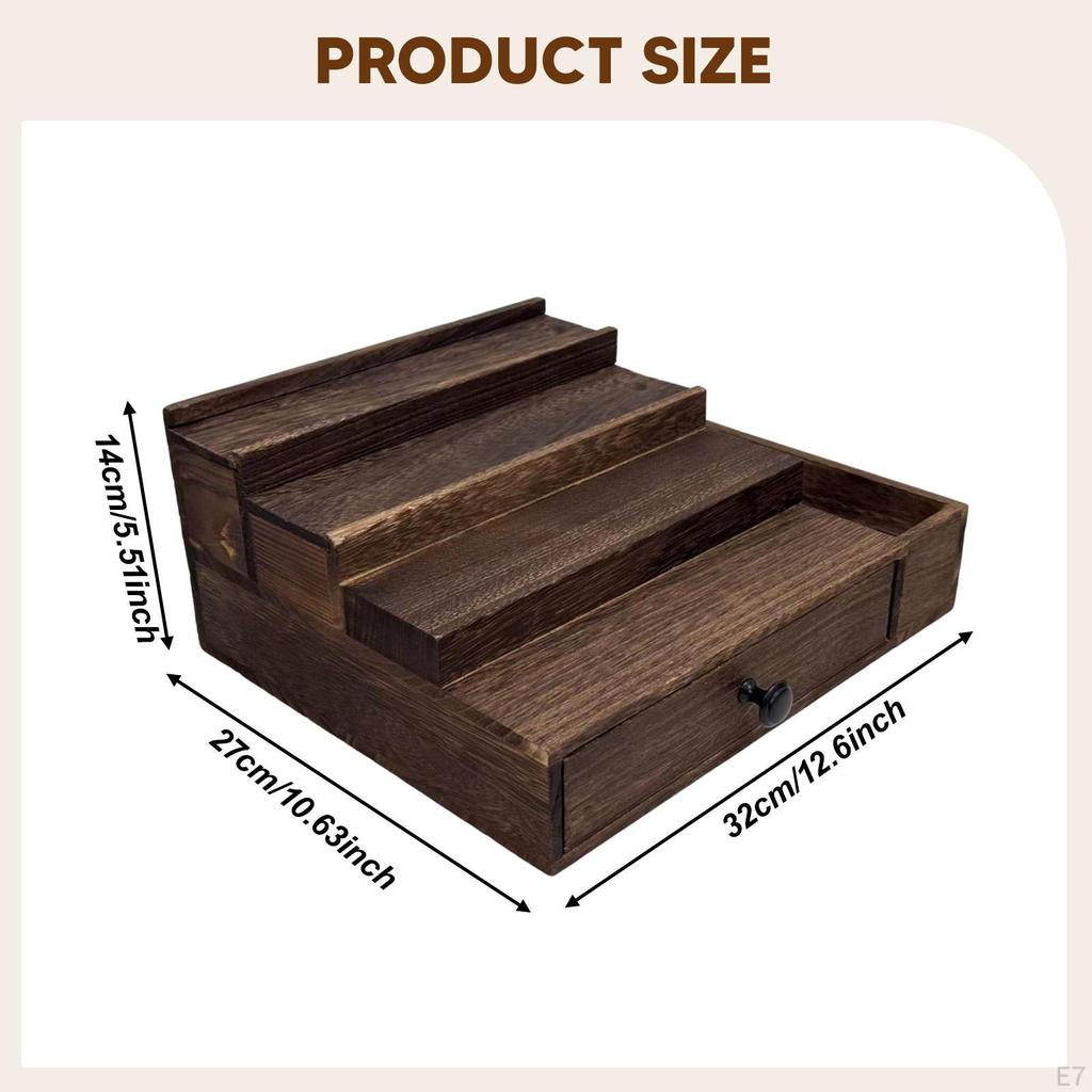 Men Countertop Organizer Perfume Display 4 Tier Father Gift Shelf Wood Storage Rack for