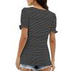 Women's Fashion Square Neck T-Shirt With Petal Sleeves, Short-Sleeved Striped Top