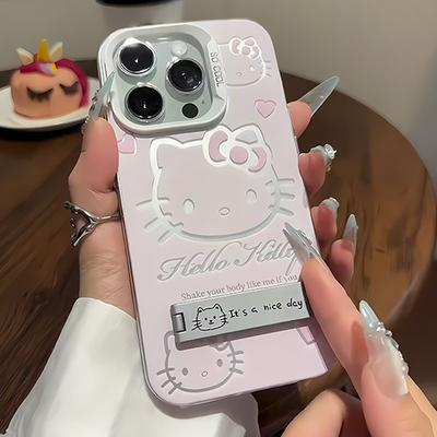 Étui de téléphone Hello Kitty Rose de Luxe Avec Support Pour iPhone 16 15 14 13 12 11 ProMax XR XS 7 8 Plus Housse Souple Anti-Chute en Silicone