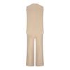 2 Pcs/Set Women Vest Pants Set Sleeveless V Neck Button Decor Wide Leg Straight Loose Solid Color Lady Top Trousers