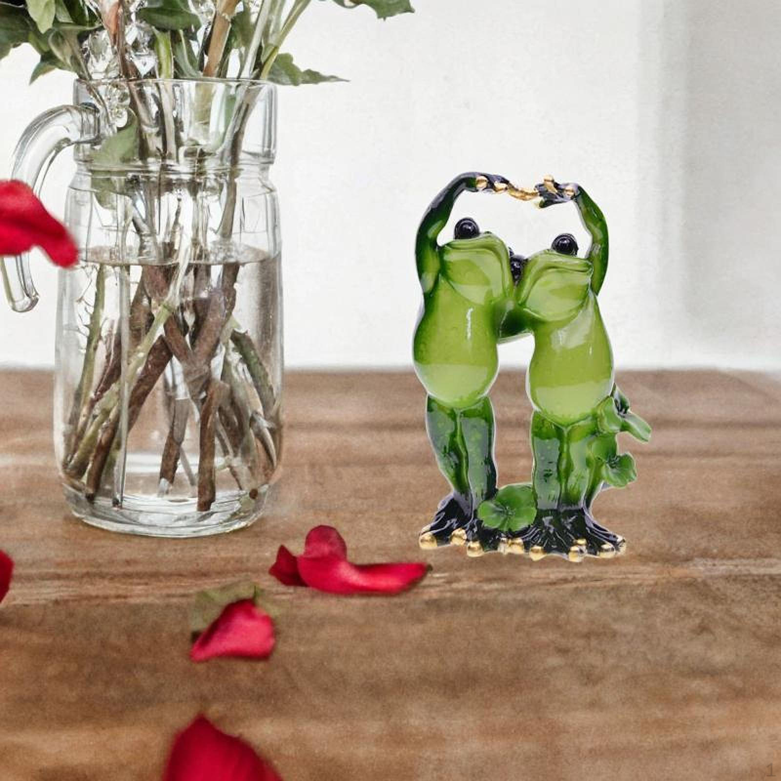 

Пара лягушек статуэтка украшение украшения влюбленные универсальные подарки на день святого валентина статуэтка Heart Shape on Head