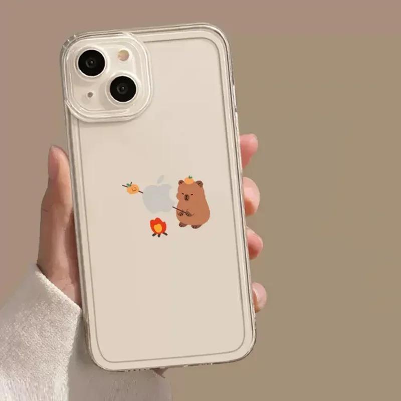 

Funny Cute Capybara Transparent Phone Case For iPhone 15 16 14 13 11 12 Pro XS Max 13Mini XR X SE 7 8 15 Plus Clear Cover Fundas iPhone SE2 SE3