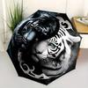 Tiger Yin Yang Thema Automatischer Öffnungs-/Schließschirm, Tragbarer 3-fach Kompakter Regenschirm für Männer & Frauen, Valentinstags Muttertagsgeschenk0725021