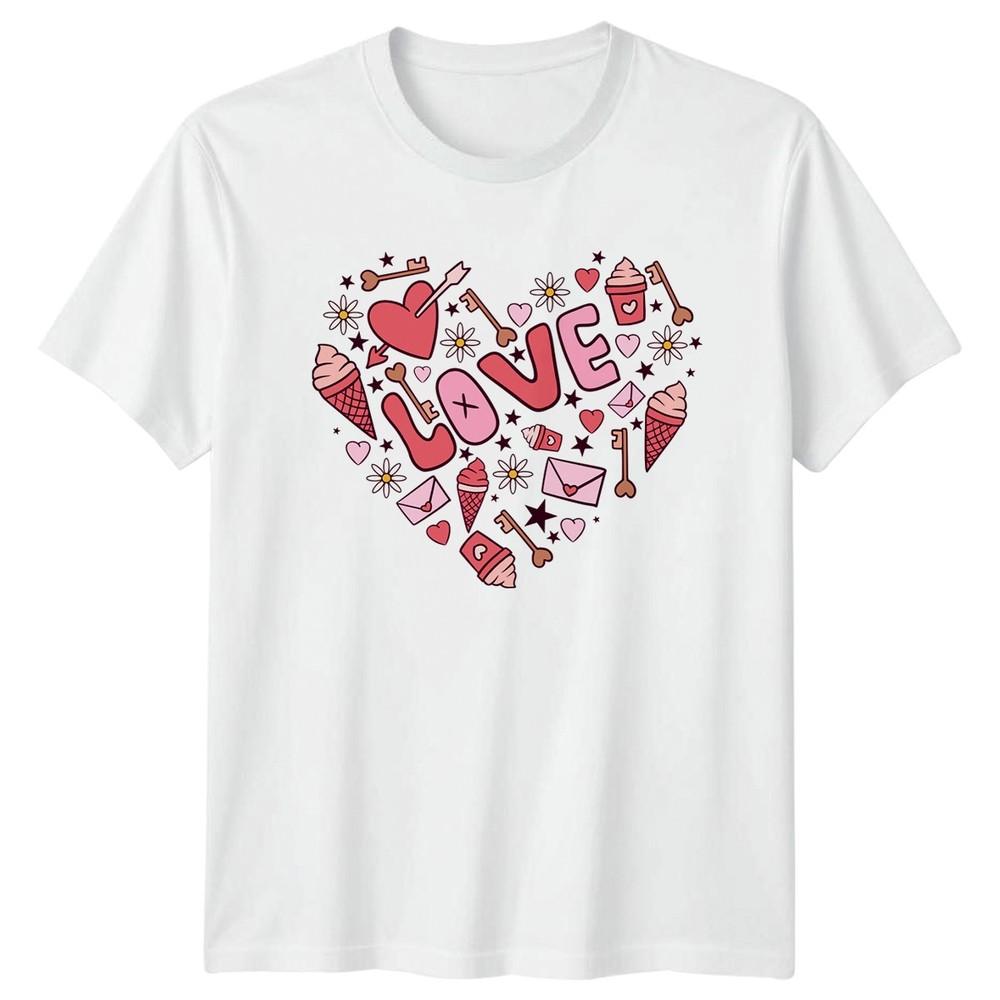 Love Heart Doodle Art Design Unisexs TShirt Doodle Art Valentines S