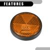 Partuto Set of 4 1.73"x0.31" Universal Reflectors - Round Orange Motorcycle Safety Reflectors Improve Visibility and Safety On the Road - Made of
