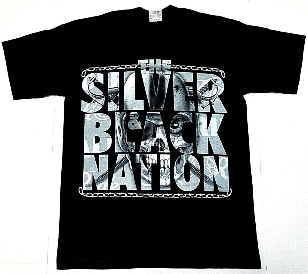 SILVER BLACK NATION T-shirt Raiders Tee Men's MEDIUM 100% Cotton New