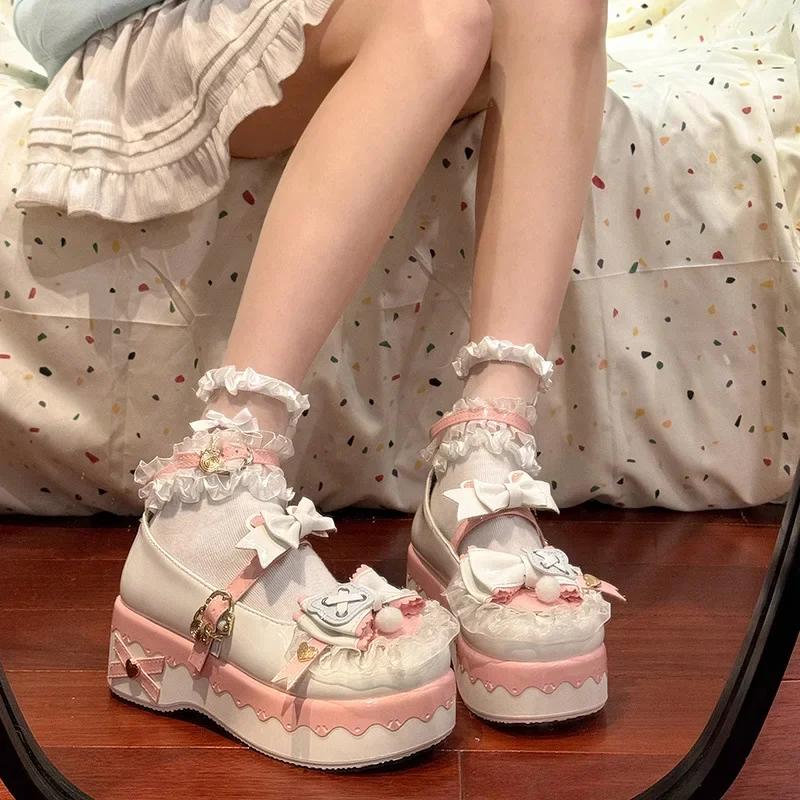 Cute Round Toe Thick Heel Mary Jane Single Shoes Japanese Style Women's Casual Footwear Soft Comfortable Jk Uniform Boots