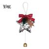 Durable Polyester Ornaments Glitter Star Bell Ornaments, Sequin Hanging Decoration with Bow Pine Seasonal Party Supplies Cone, Sparkly Christmas Tree