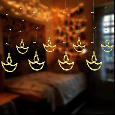 Diya Lights for Decoration- Temple Decoration Items, Curtain Lights for Mandir Decoration Items, Pooja Room Decoration