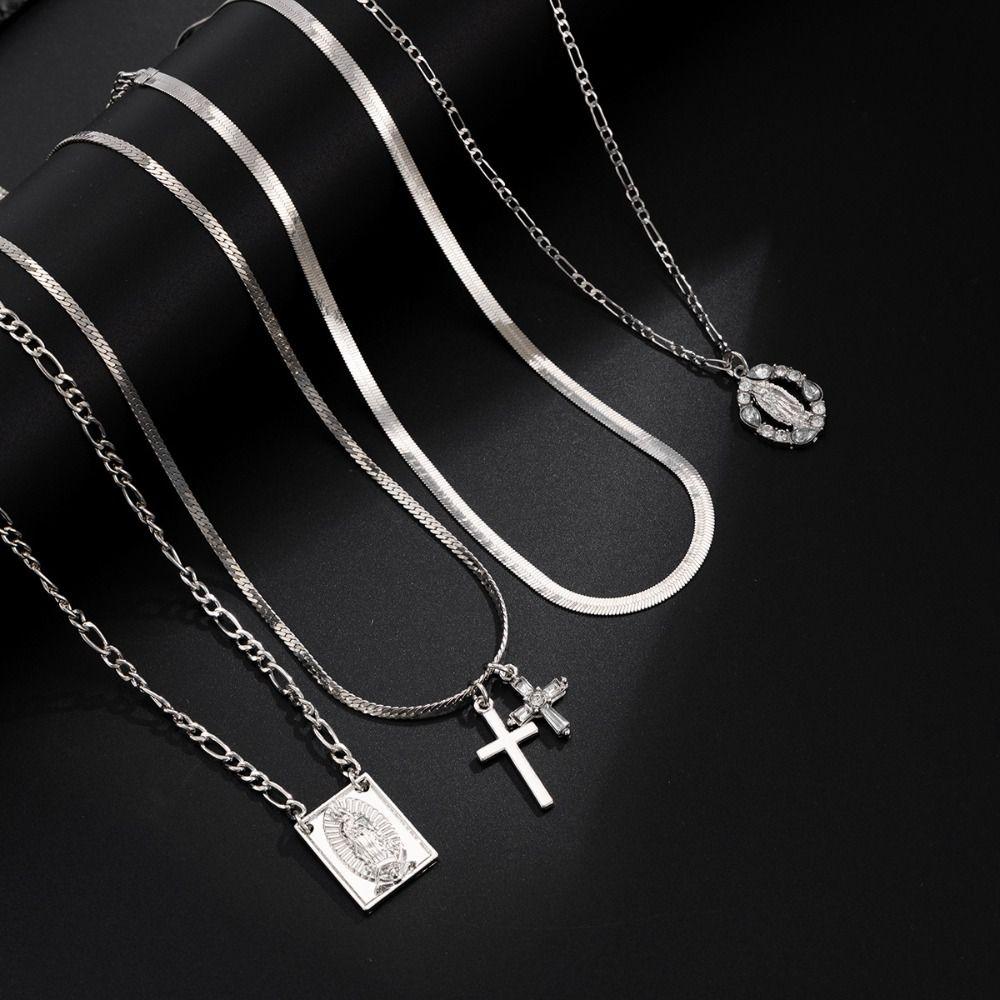 Love Bowknot Beaded Necklace Crystal Y2K Metal Necklace Fashion Multilayer Pendant Necklace  Women