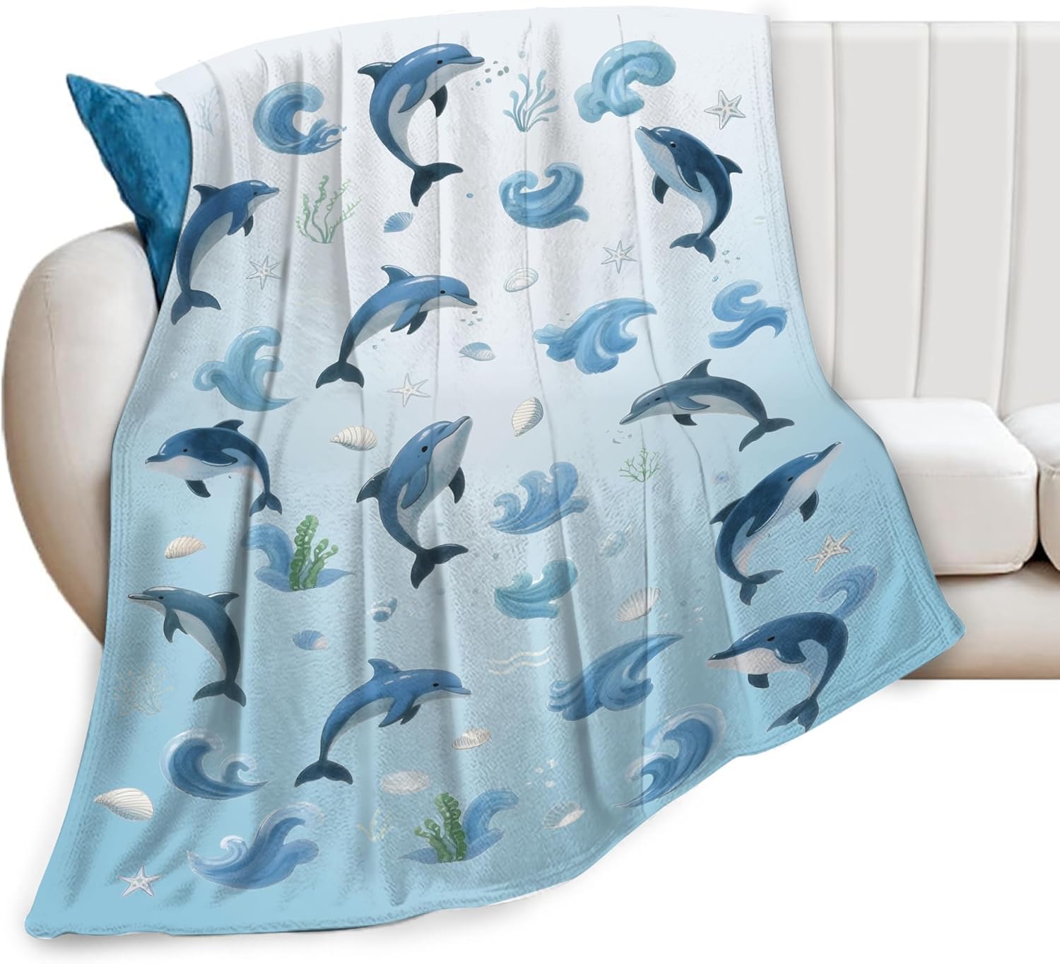

Каваи Дельфин Синий Морские Животные Фланелевый Плед Король Королева Полный Двуспальный Размер Для Детей Мальчиков Девочек Супер Мягкий Теплый Легкий 70x100cm-XS