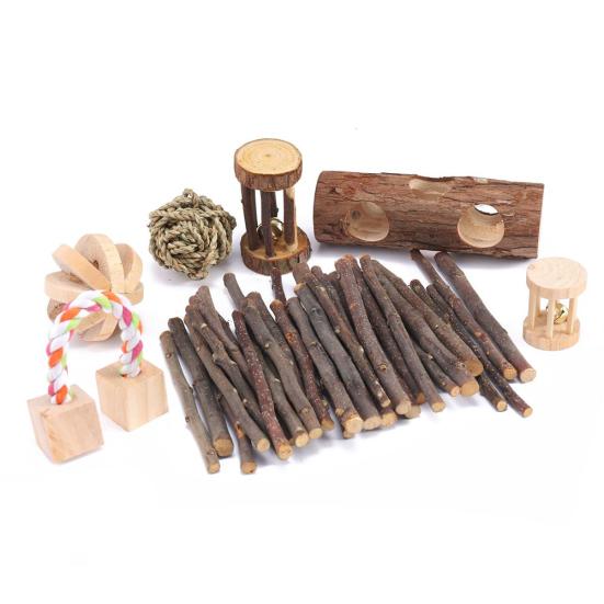 20/40/60Pcs Hamster Chew Sticks Eco-friendly Bite-Resistant Apple Tree Rabbit Chew Toys Pet Teeth Grinding Stick for Home