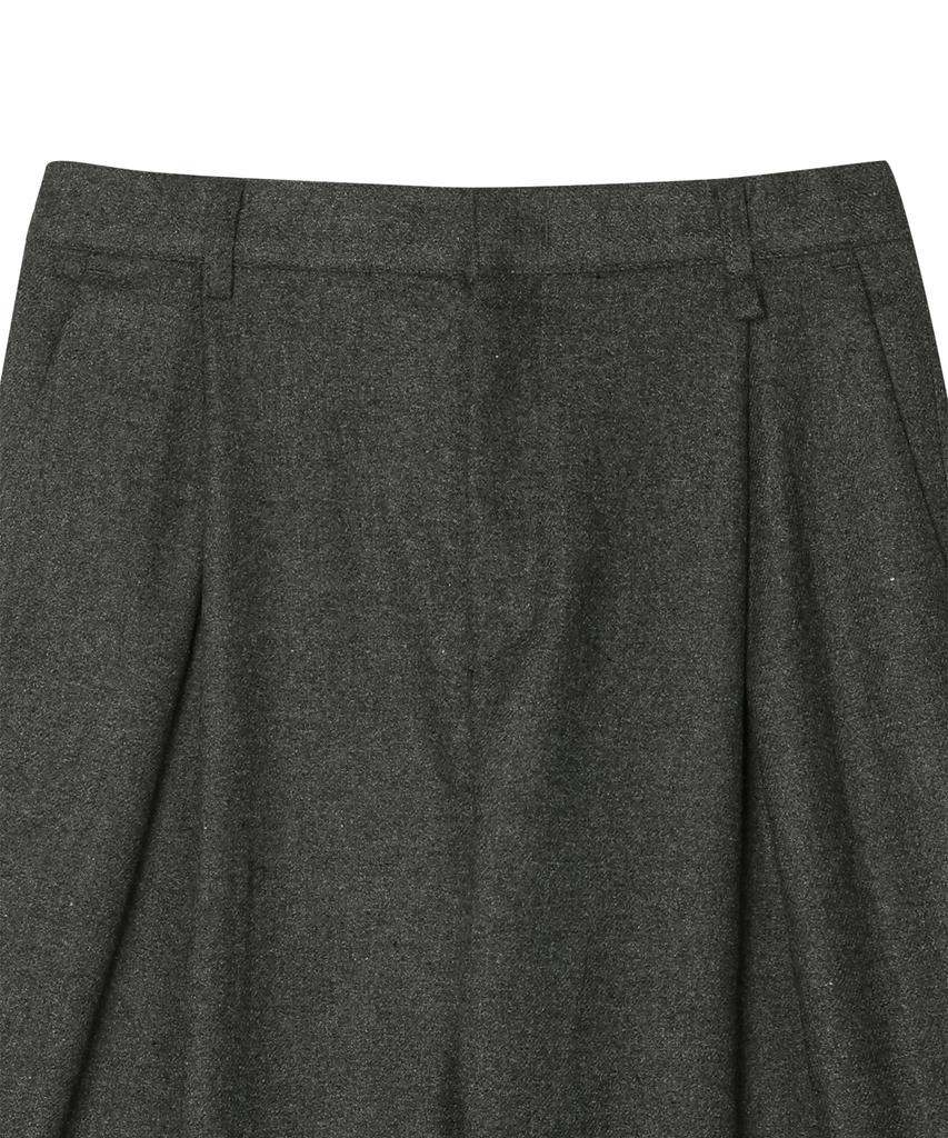 NOISE Wool Flannel Slit Wide Slacks - Charcoal