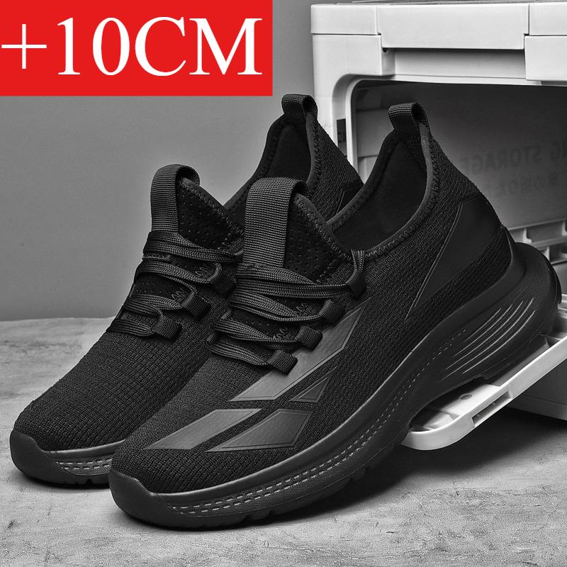 New Men'S Black White Elevator Shoes 6/8/10cm Height Increasing Casual Breathable Comfortable Non-Slip Walking Sneakers For Men