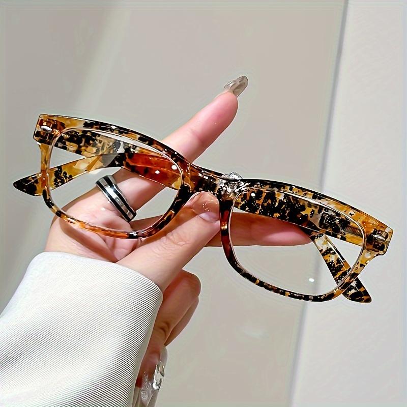 4Pcs Fashionable Rectangular Reading Glasses - Computer Glasses With Anti-Glare Coating Blue Blocking Lens Eye Protection