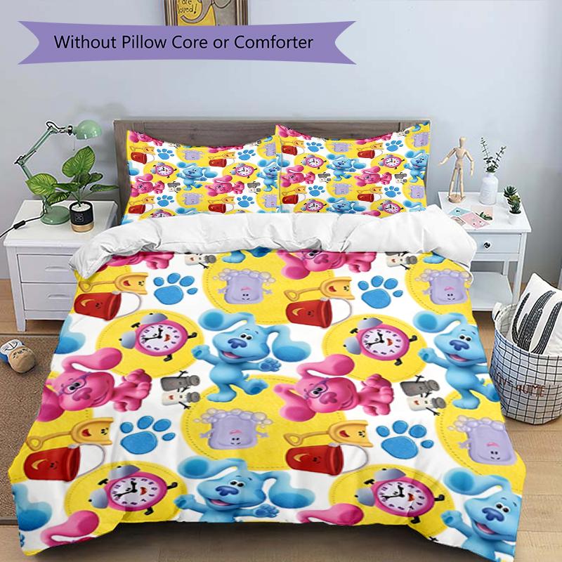 3pcs Blue's Clues Bedding Set Duvet Cover Closure Includes 1 Duvet Cover & 2 Pillowcases, Soft and Comfortable for All Seasons.