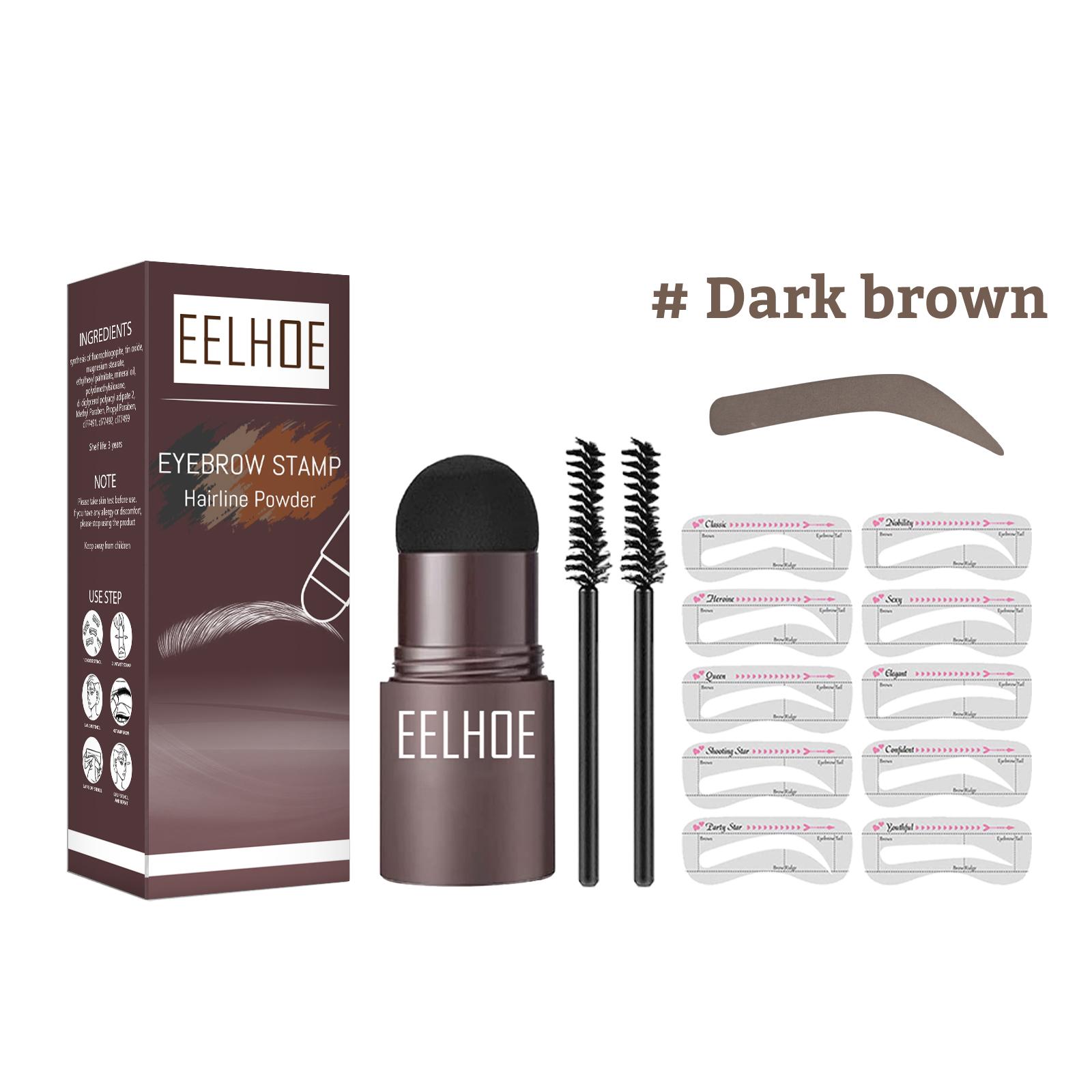 

EELHOE Brow Set Perfect Eyebrow Stamp Stencil Kit Eye Brow Stencil Stamp Kit Waterproof Long Lasting Eyebrow Enhancers Brow Shape Stamp (Dark brown)