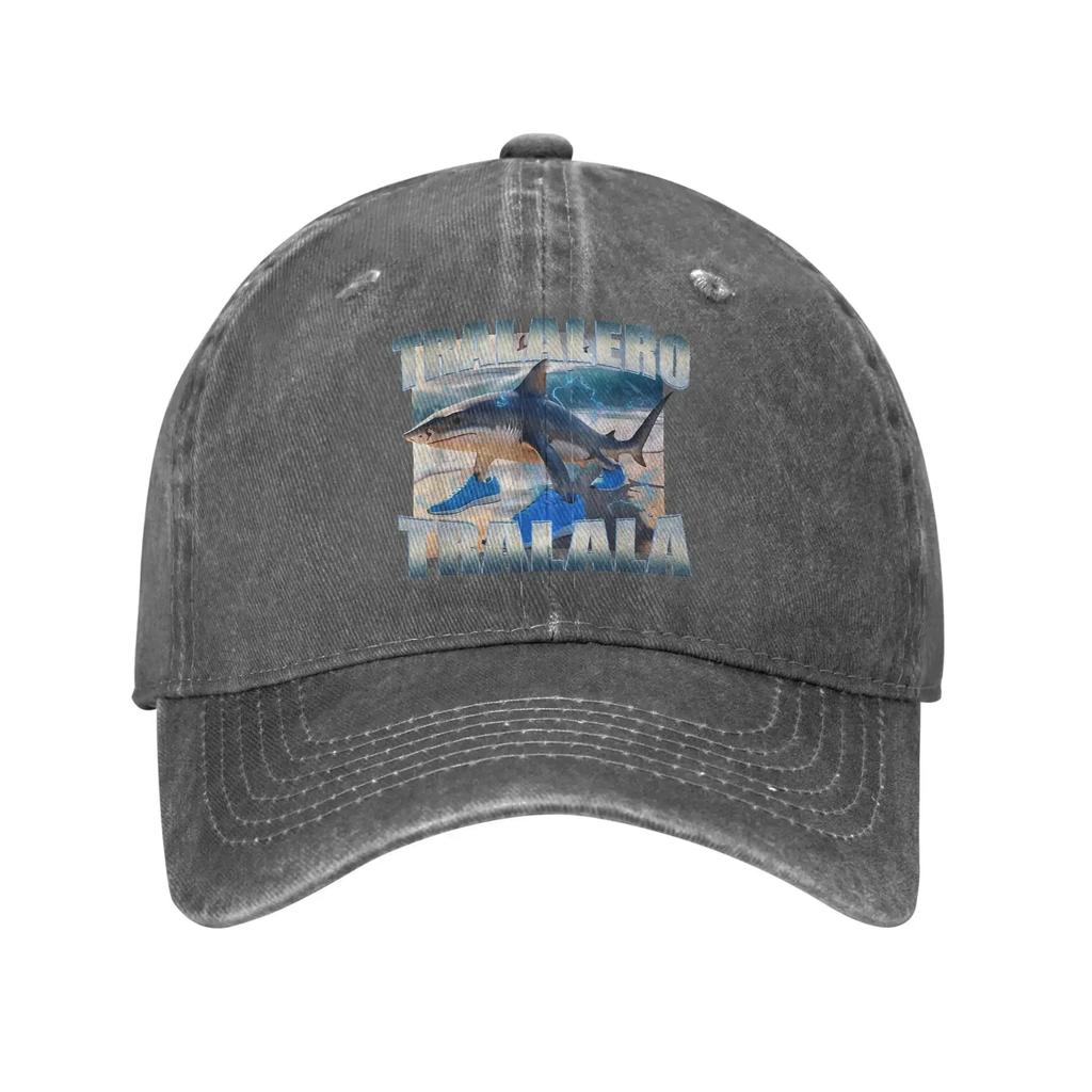 Tralalero Tralala Funny Shark Meme Sun Baseball Cap Distressed Denim Italian Brainrot Memes Sun Cap Unisex Summer Caps Hat