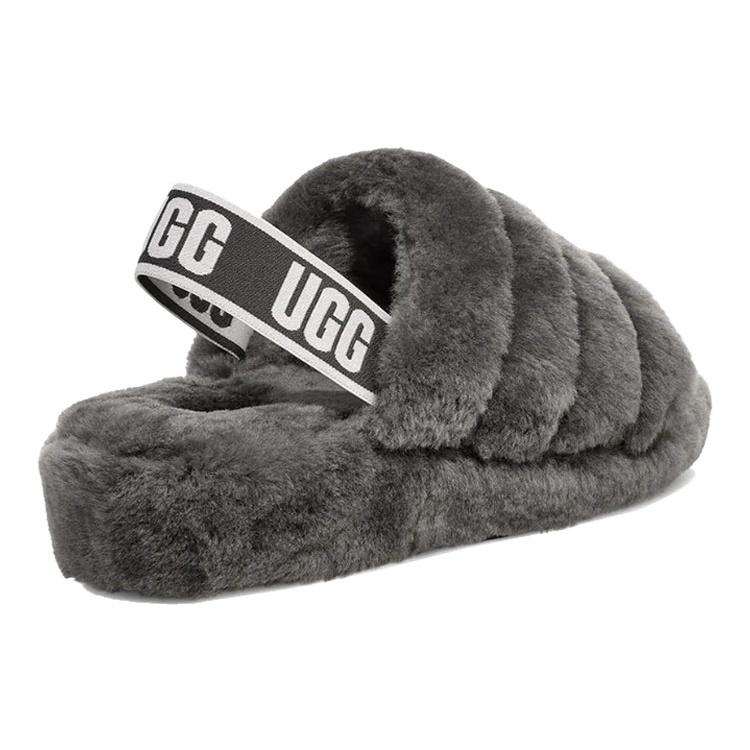 (WMNS) UGG Fluff Yeah Slide Thick Sole Gray Slippers Women's 1095119-CHRC