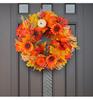Autumn Harvest Wreath with Pumpkins & Maple Leaves