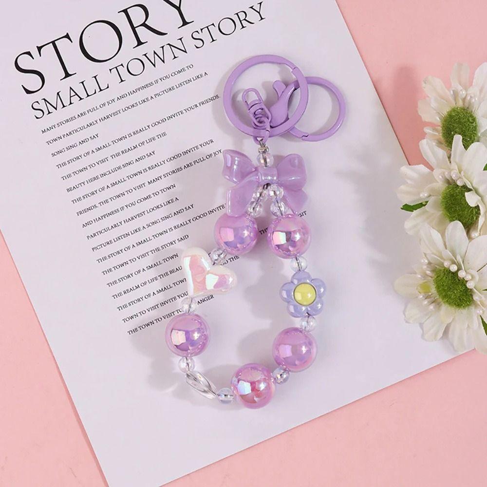 1Pcs Keychain Wristband Bag Pendant Bow Lucky Phone Lanyard Mobile Phone Chain  for Women/Lady/Girl