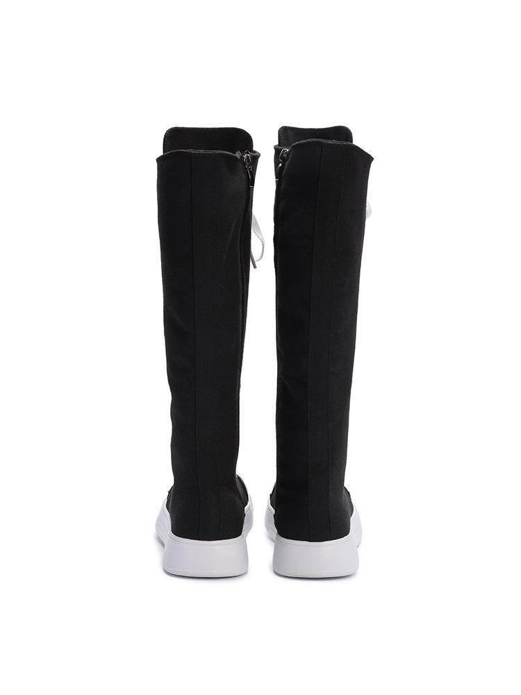 Chaussures montantes en toile pour femmes grandes tailles, bottes montantes à lacets avec fermeture éclair latérale – Collection Printemps 2025.