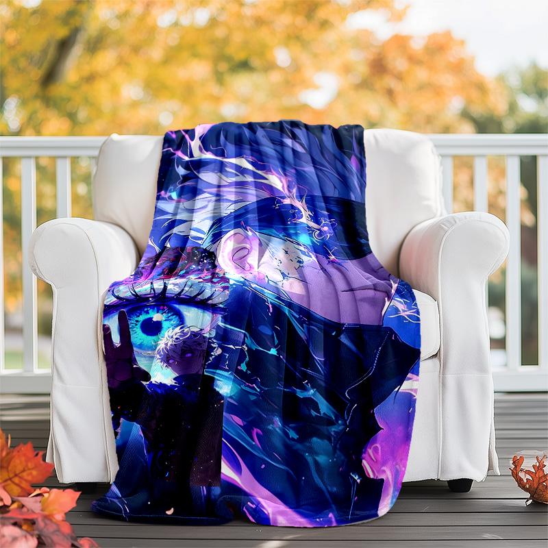 1pc Gojo Satoru (2) Theme Blanket - Digital Print, Polyester, Cozy for All Seasons, Perfect for Outdoor, and Travel
