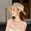 High Quality Raffia Silk Hemp Pearl Straw Hat French Flat Top Sun Hat Hollow Breathable Sun Hat Beach Hat