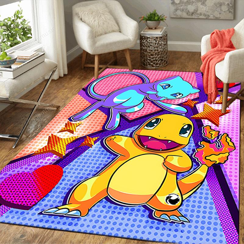 1Pc Pokemon Love Story Rug, Office Carpet Indoor Outdoor Doormat, Non-Slip Soft, Living Room, Christmas Halloween Gift M929406