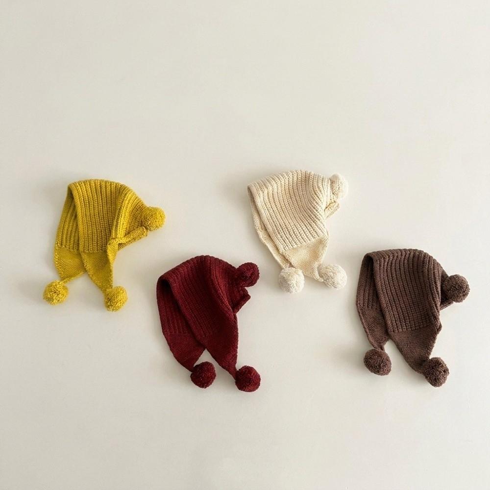 Solid Color Knit Earflap Hat Pom Pom Top Winter Hat Stylish Cold-Resistant Hat  Winter Season
