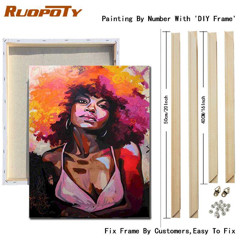 RUOPOTY Color Lady Painting By Numbers Kits For Adults Abstract Figure Picture Acrylic Paint Color Draw Hand Painted On Canvas