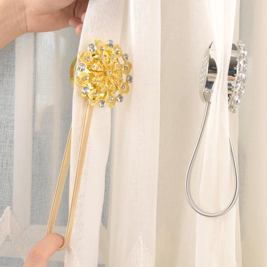 Excellent Curtain Buckle Eye-catching Rust-proof Portable Flower Shaped Magnetic Curtain Strap for Living Room