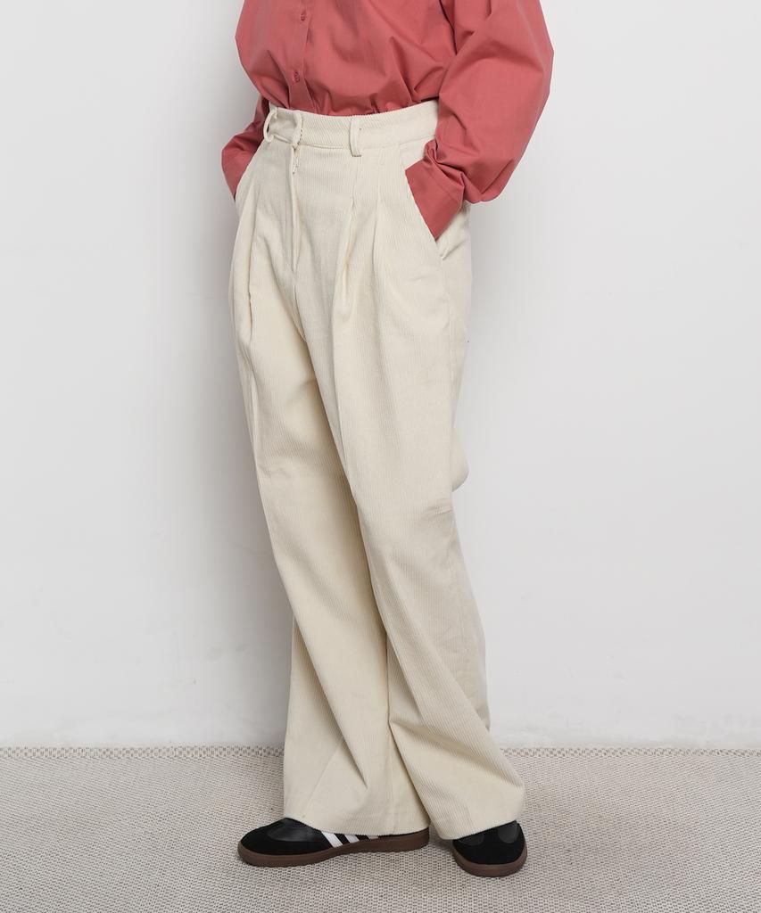 THE-ABON Women'S Day Classic Two-Pintuck Wide Corduroy Pants Orange