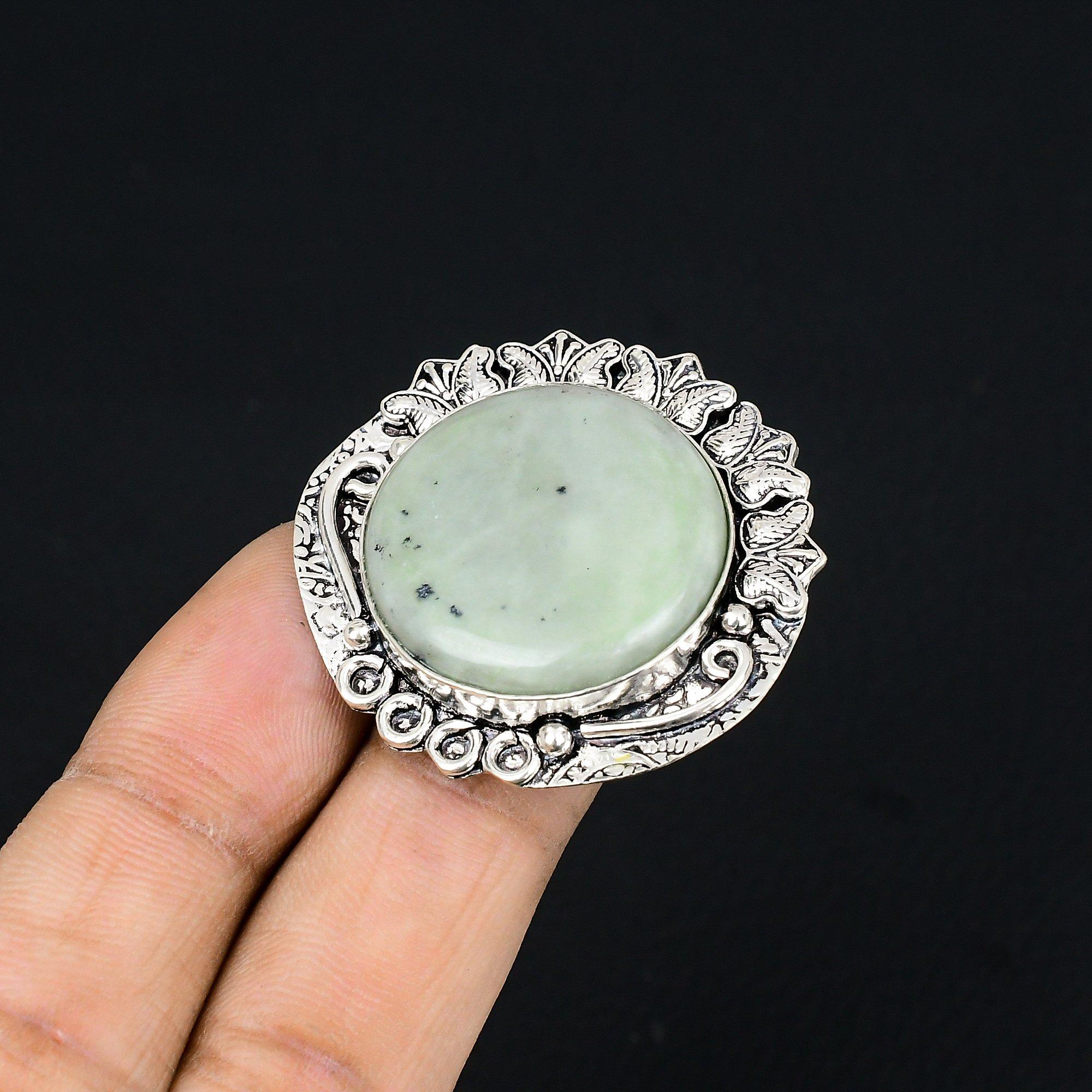 925 Sterling Silver Green Opal Stone Statement Wedding New Ring Jewelry Size 8.5 8.5