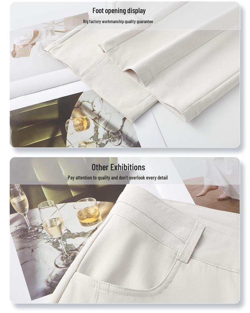 2025 Spring Women's Black Wide-Leg Pants: Loose, Slimming, Drapey, Casual, Straight-Leg Trousers for Spring and Autumn.