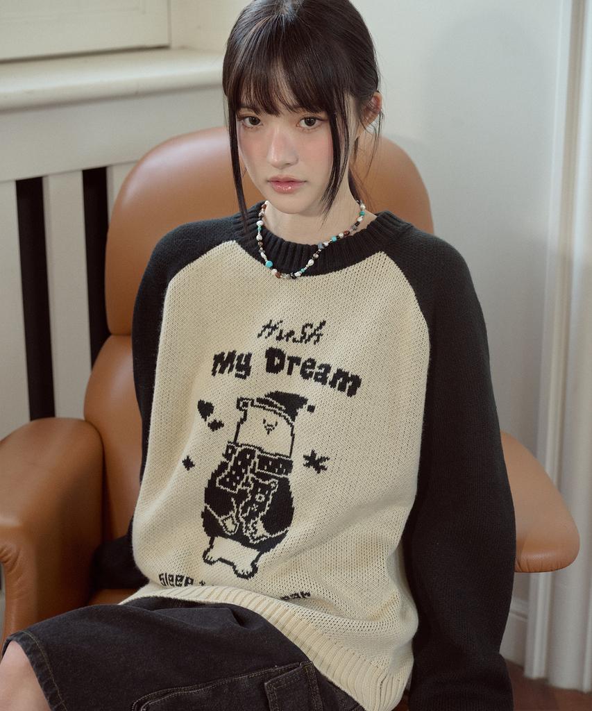 CPGN STUDIO Hushbear Raglan Pullover Knit Black