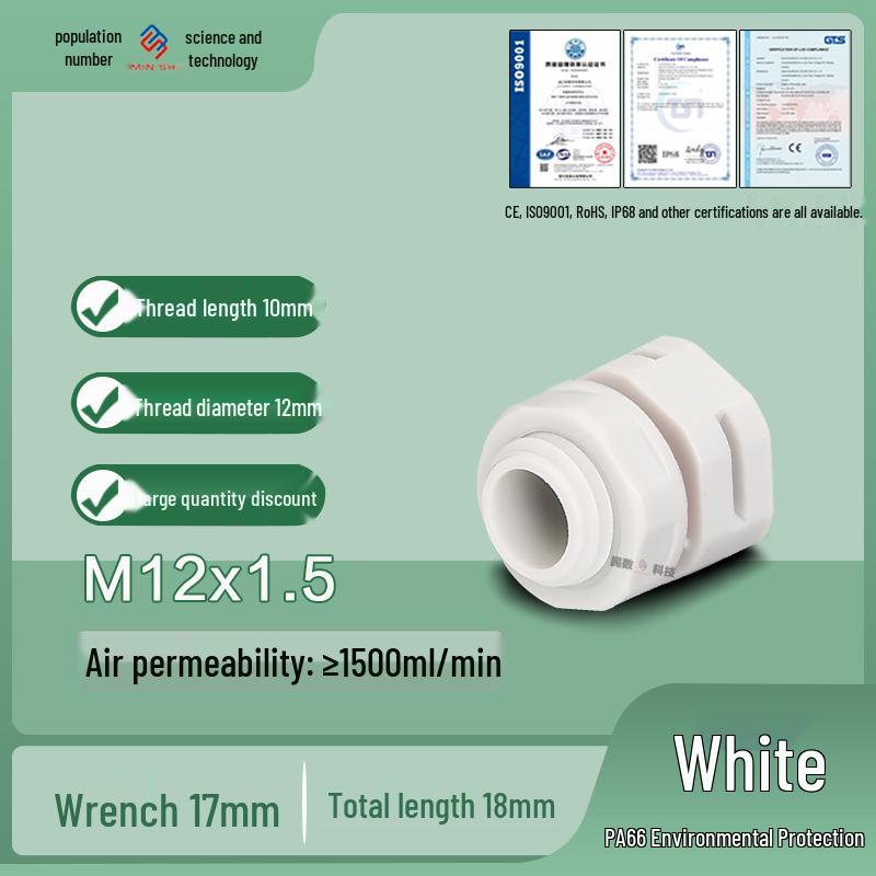 M12 Waterproof Breathable Nylon Automatic Vent and Pressure Relief Valve for Fermentation