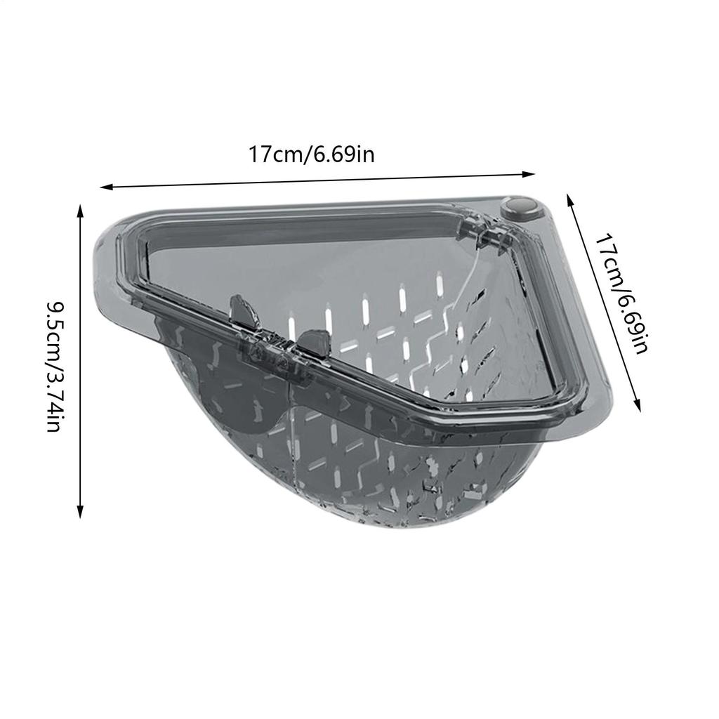 Magnetic Sink Corner Basket, No-Drill Suction Cup Food Catcher & Drying Rack, Triangle Drain Basket for Kitchen Sink, Strainer