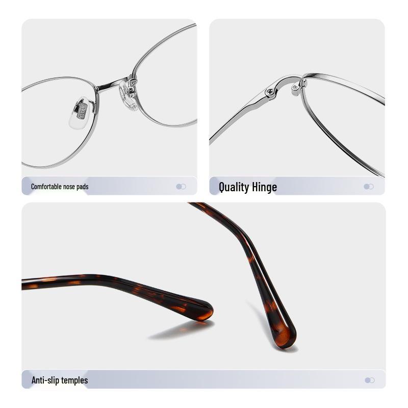 High-Sense Cat-Eye Silver Eyeglass Frames for Myopia 98695