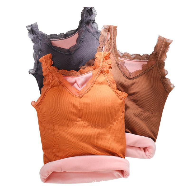 Damski gruby termiczny podkoszulek na ramiączkach z koronki - Rozmiar plus, wzór Misia Wróżki