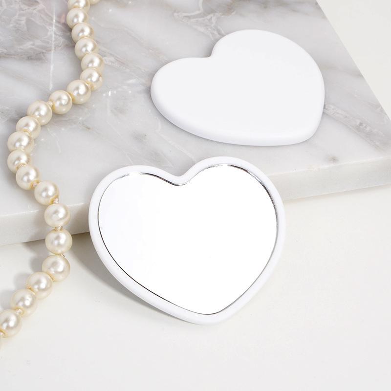 Minimalist Heart-Shaped Pocket Vanity Mirror - Portable Handheld Makeup Mirror for Dorm and Travel